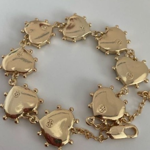 🆕 Tory Burch Authentic Gold And Tortoise Stone Adjustable Heart Charm Bracele - Picture 11 of 11